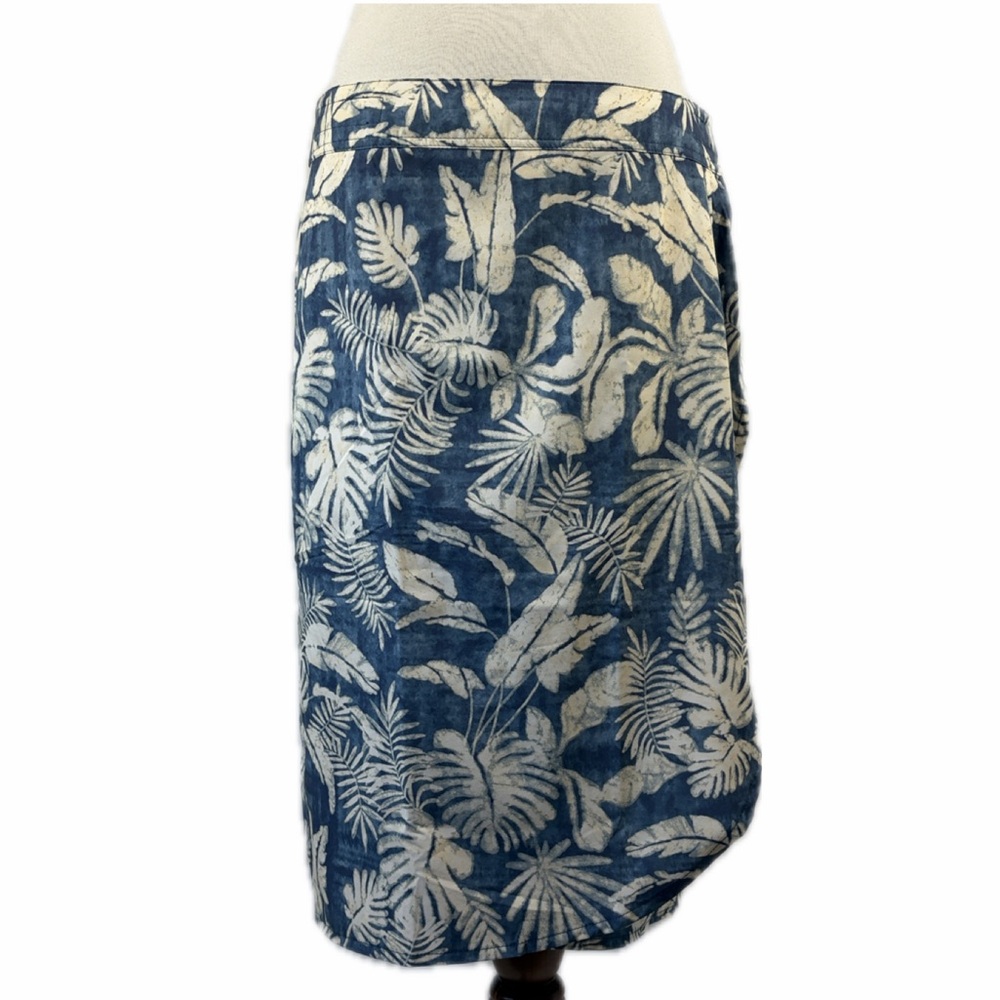 Rip Skirt Blue Palm Print Quick Dry Wrap Skirt Length 3 Lightweight Sz L Resort